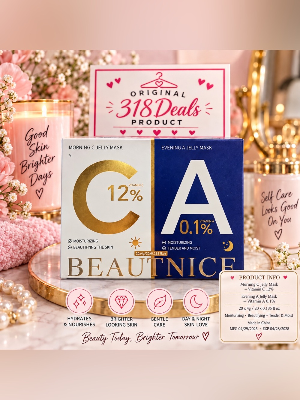 Dual Jelly Mask Set — White (Morning C 12%) & Blue (Evening A 0.1%)